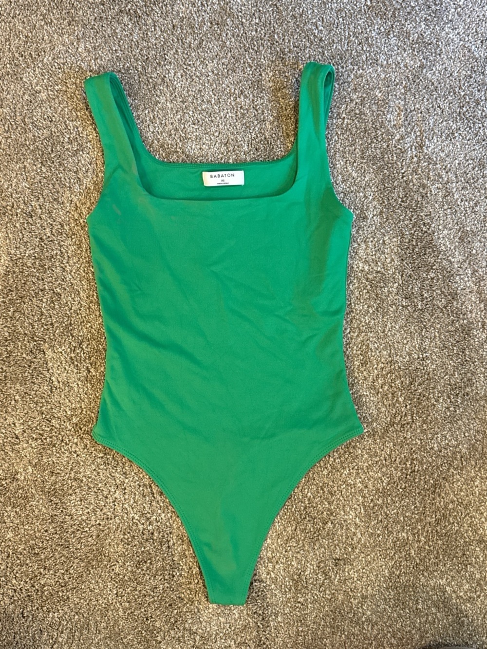Aritzia Green Square Neck Ribbed Bodysuit